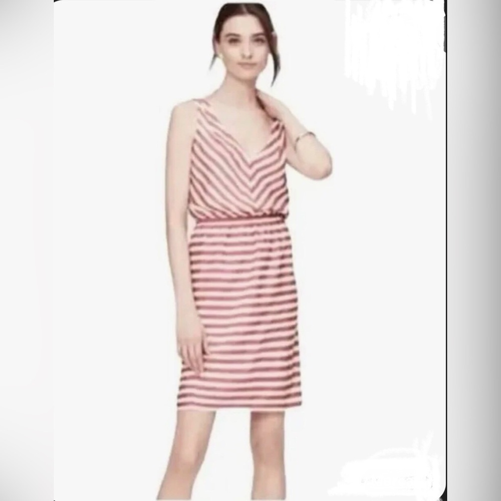 LOFT Chevron Striped Rust and Cream Sleeveless Mini Dress: Size 2